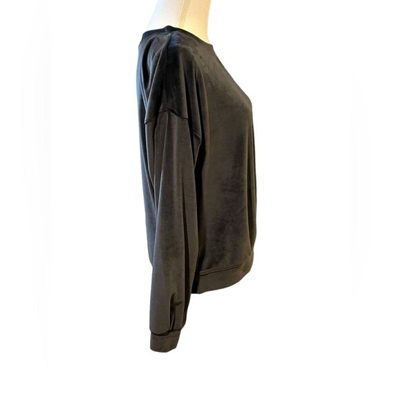 Zella Dani Charcoal Grey Velour Sweatshirt Plush Cozy MEDIUM Loungwear Leisure - Picture 3 of 8